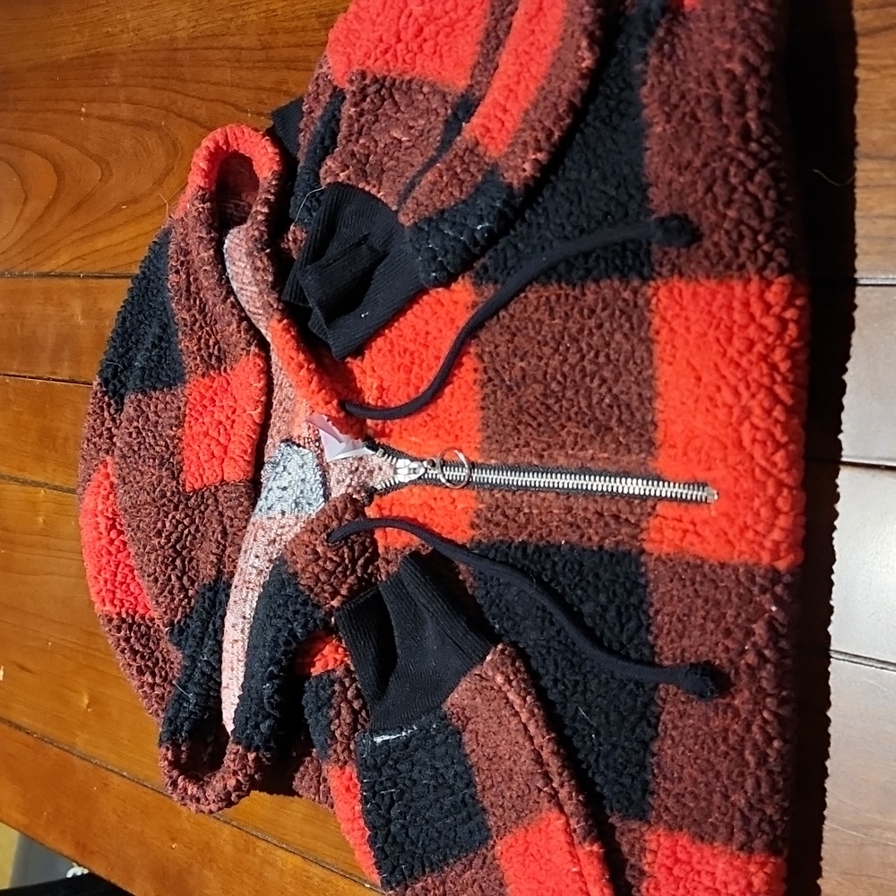 Black and red plaid hoodie
